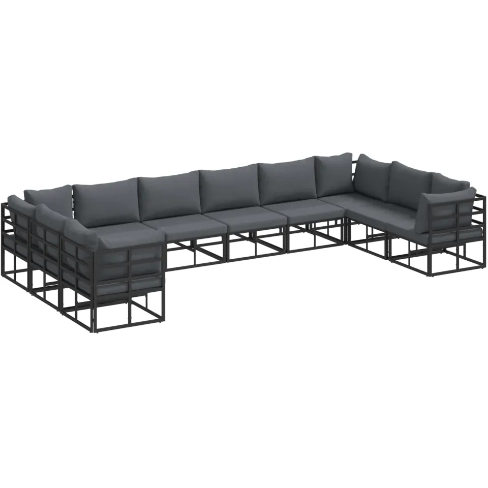 vidaXL Tuinbankenset 10 st Zwart Aluminium