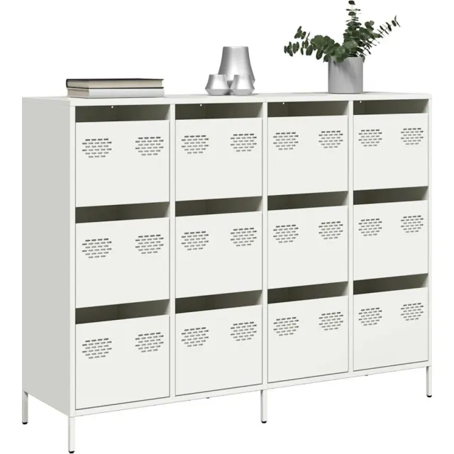 vidaXL Dressoir 135x39x103,5 cm koudgewalst staal wit