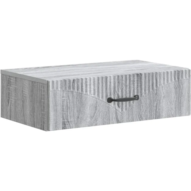 vidaXL Wandgemonteerde - Zijtafel - 59 - x - 34,5 - x - 17 - cm - Bewerkt - hout Grijs sonoma