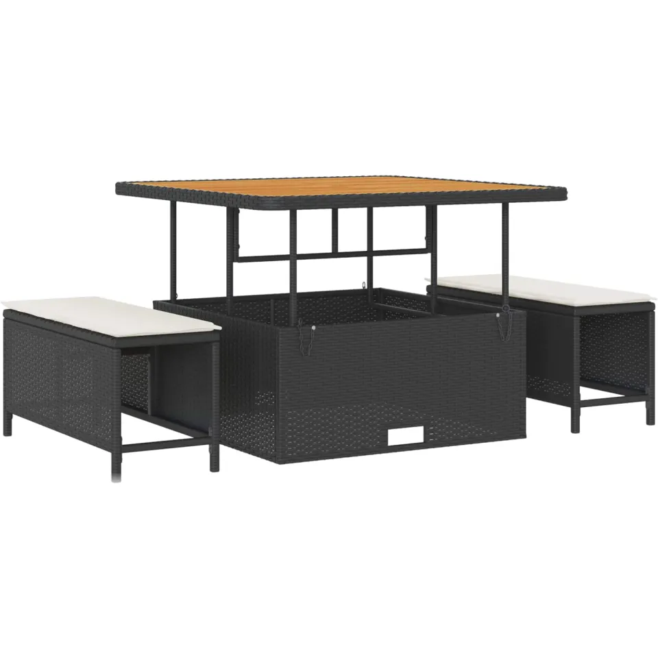 vidaXL Tuinbankenset 12 st Zwart poly rattan, foto 4