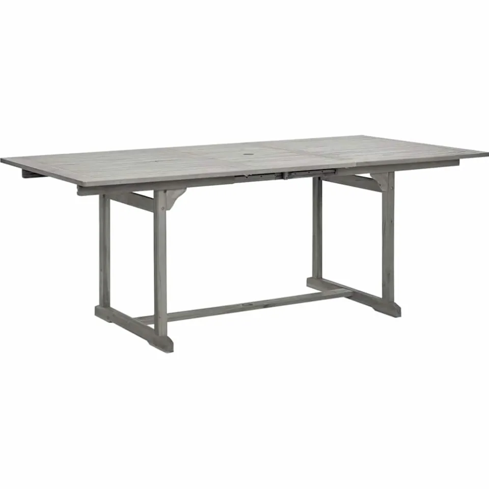 vidaXL Tuintafel (150-200)x100x75 cm massief acaciahout grijs, foto 2