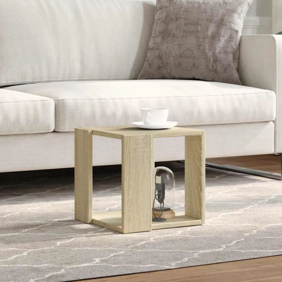 vidaXL Salontafel 32x32x30 cm bewerkt hout sonoma eikenkleurig, foto 3