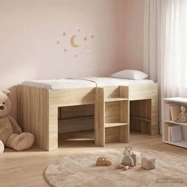 vidaXL Kinder Hoogslaper Sonoma Eiken 80 x 160 cm Bewerkt hout Bruin