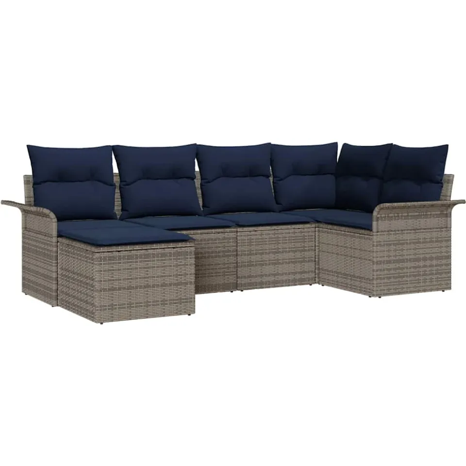 vidaXL Tuin Sofa Set 6 st Grijs poly rattan, foto 4