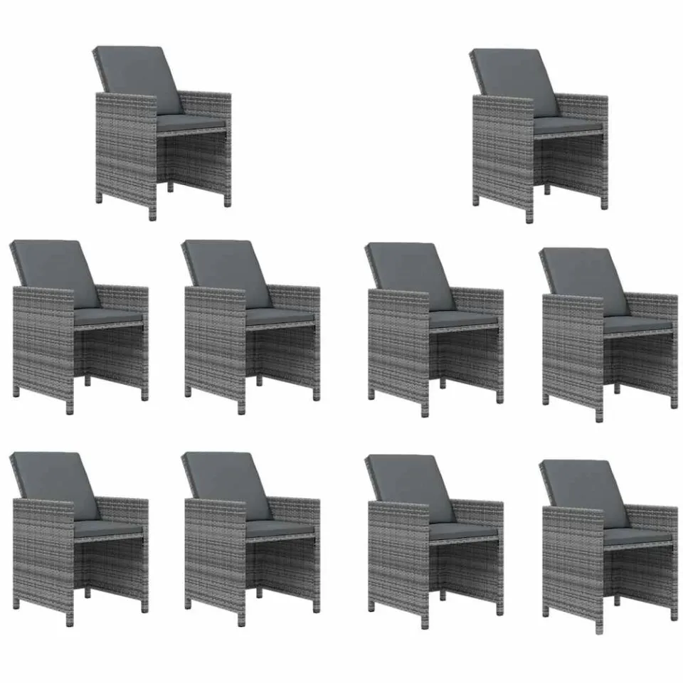vidaXL 11-delige Tuinset met kussens poly rattan grijs, foto 3