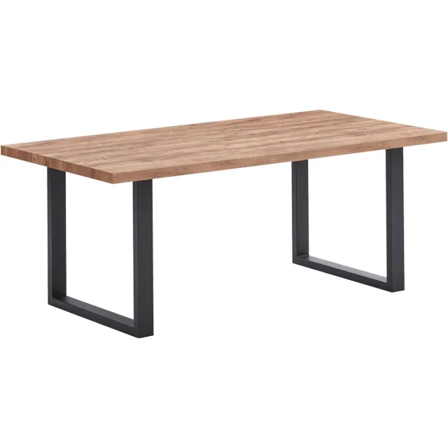 BELFURN Eetkamertafel 190x95cm Nestor in mango decor met U-poot in zwart metaal bruin