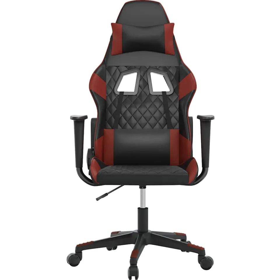 vidaXL Massage gamestoel kunstleer zwart en wijnrood