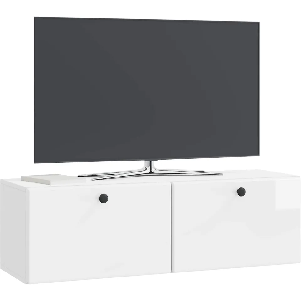 vidaXL Wandbeugel TV-kast 98 x 31 x 30 cm Hoogglans Wit Bewerkt hout, foto 3