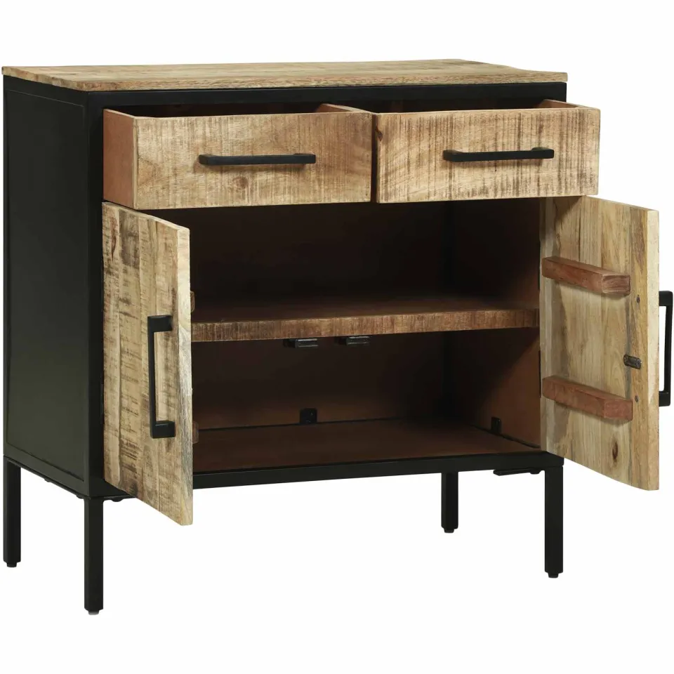 vidaXL Dressoir met lade 70 x 35 x 70 cm Massief mangohout bruin, foto 2