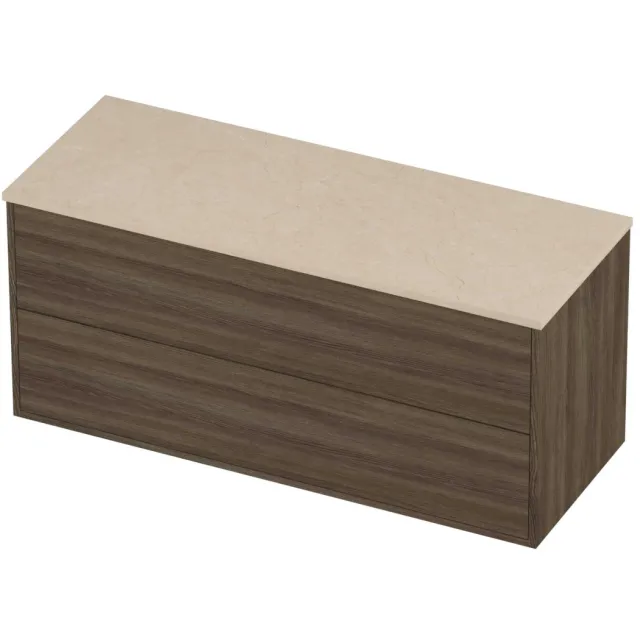 Proline Deck Badmeubelset Hardsteen Voor Grepen 2 Laden 120x46x54 cm Sand Stone Vital Oak Eiken