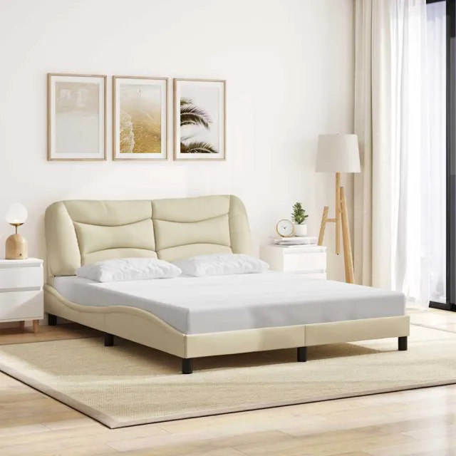 vidaXL Bedframe zonder matras "Hvar" stof crèmekleurig 160x200 cm