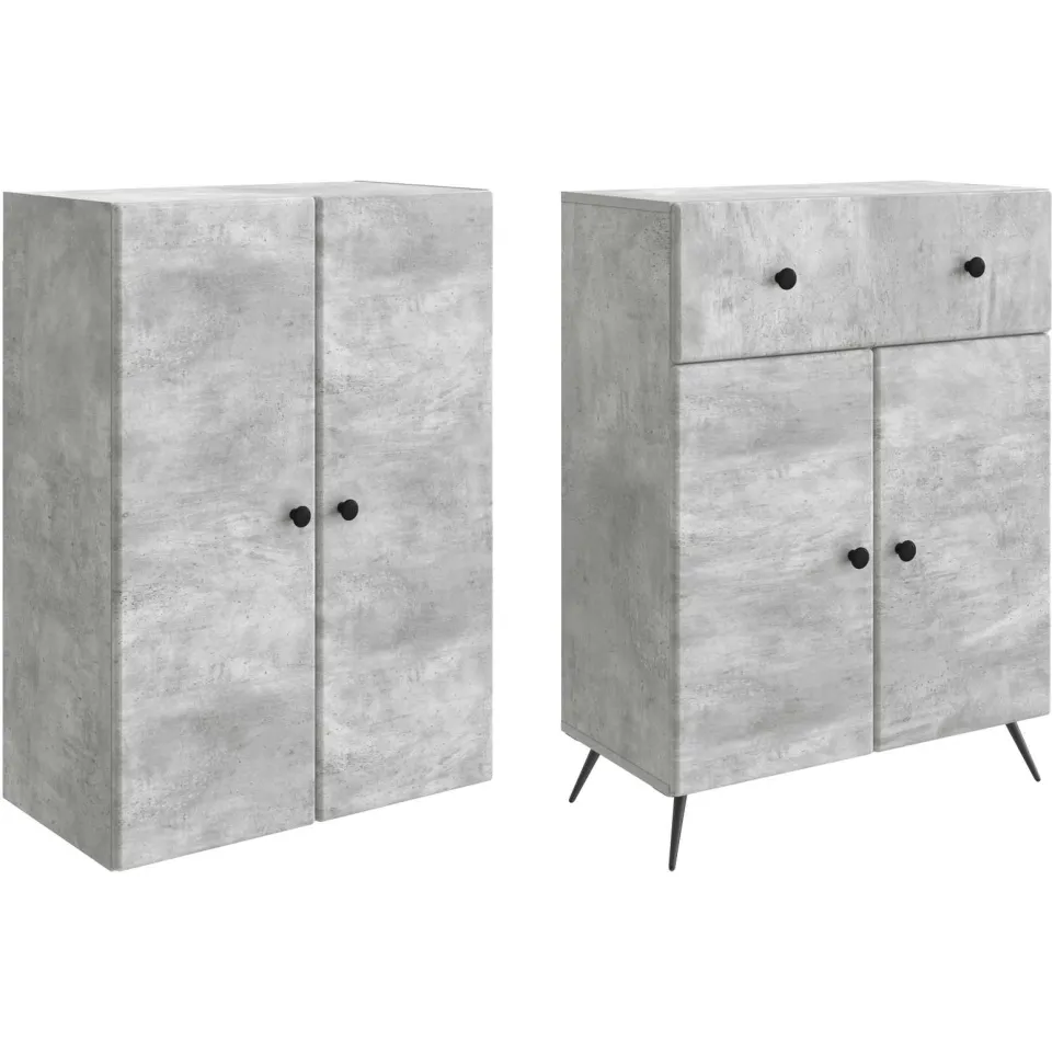 vidaXL Kastenset 2 st Betongrijs 66 x 34.5 x 90 cm Bewerkt hout grijs, foto 2