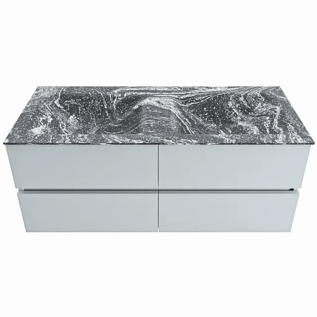 Mondiaz VICA-DLUX 120cm badmeubel onderkast Clay 4 lades. Inbouw wastafel CLOUD dubbel zonder kraangat, kleur Lava.
