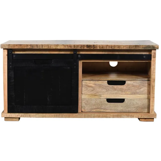 Mangohouten TV meubel Idea met lade en schuifdeuren