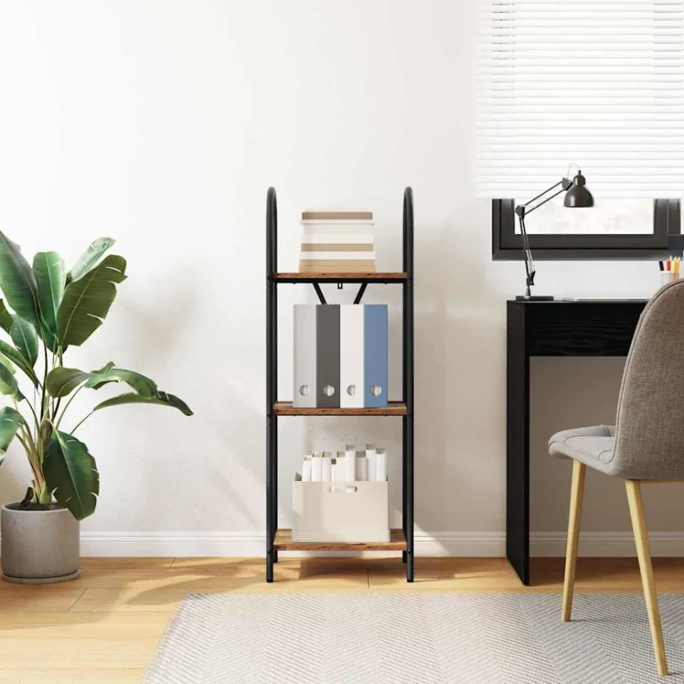 vidaXL Boekenkast 3-laags 40 x 30 x 109 cm Bewerkt hout Oudhout bruin, foto 4
