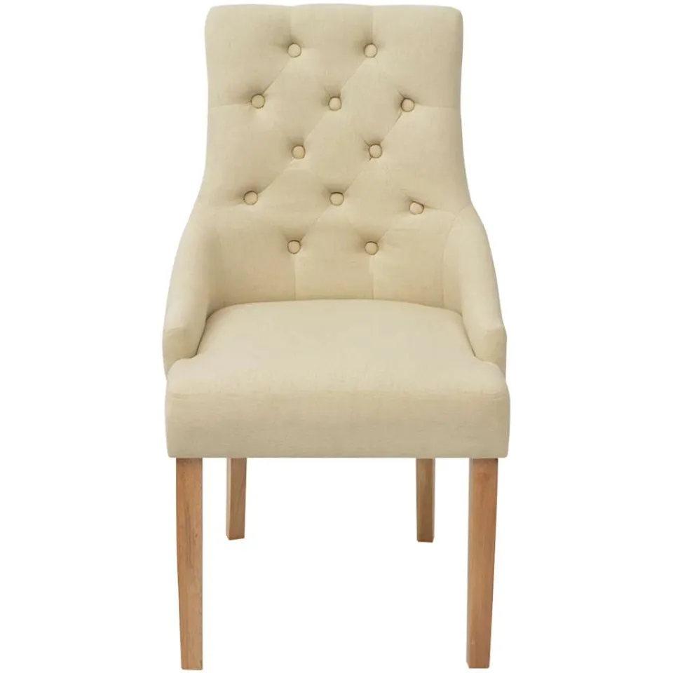 vidaXL Eetkamerstoelen 2 st stof crèmekleurig, foto 3