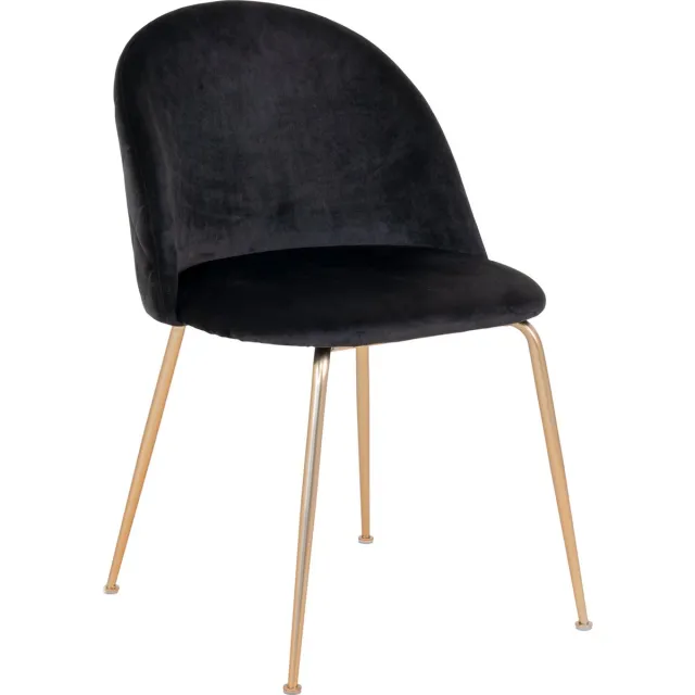 House Nordic Geneve Eetkamerstoel Velvet - Zwart Messing - Set van 2
