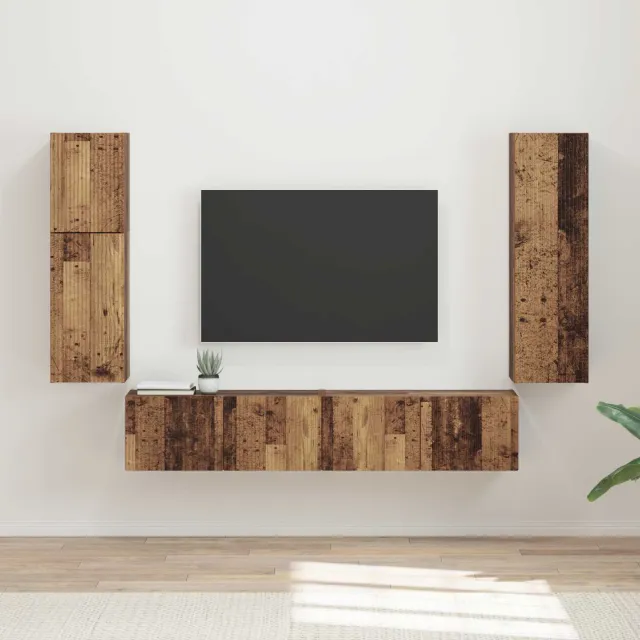 vidaXL Tv-meubelset 4 st Oudhout Bewerkt hout Bruin