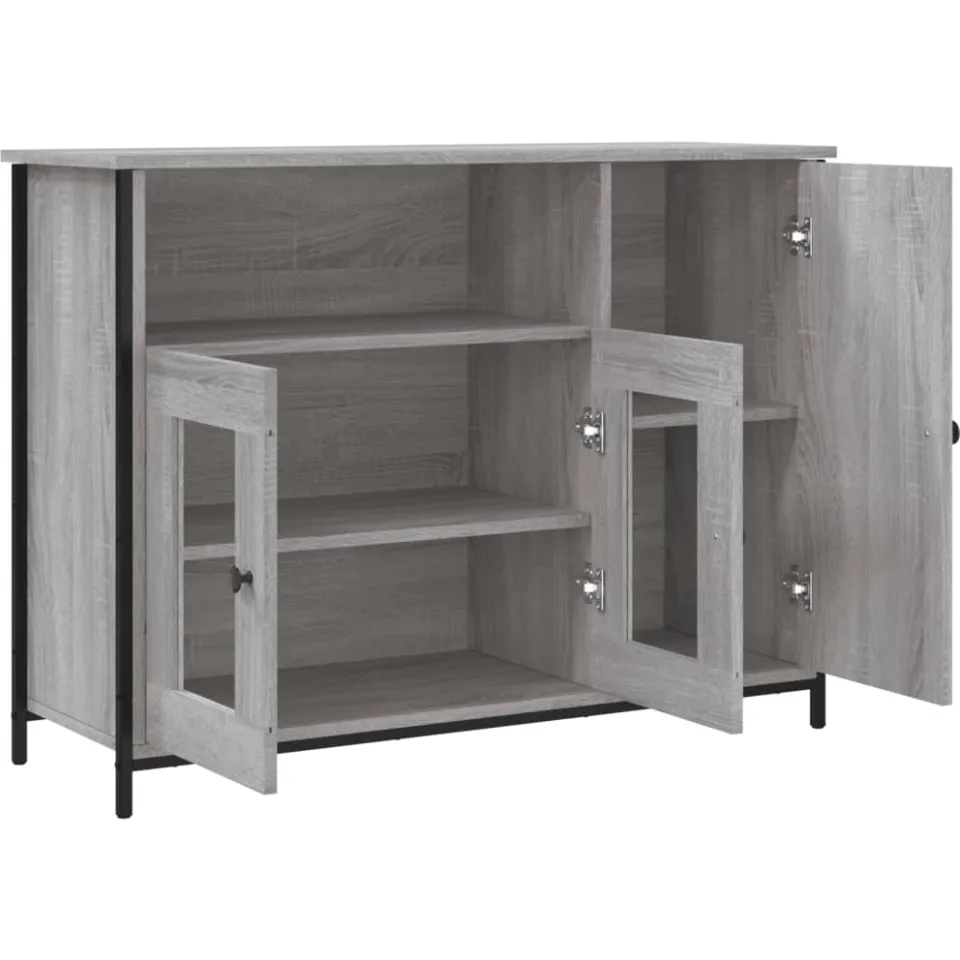 vidaXL Dressoir 100x35x75 cm bewerkt hout grijs sonoma