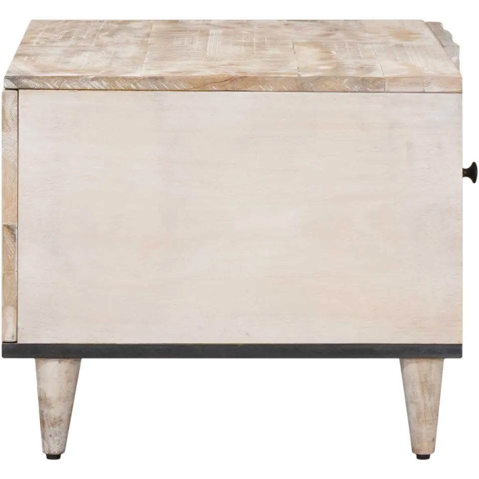 vidaXL Salontafel Wit 80 x 50 x 40 cm Massief Mango Hout, foto 4