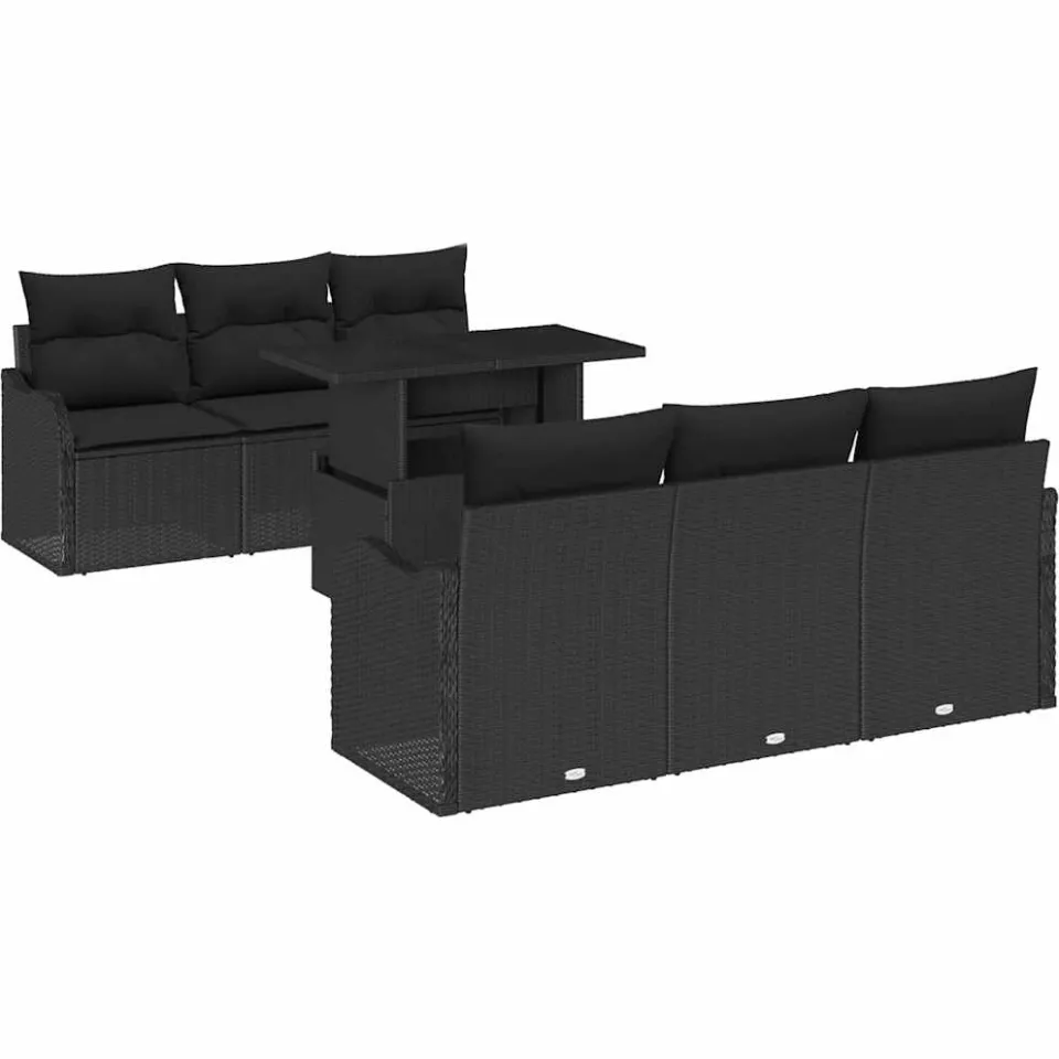 vidaXL Tuin Sofa Set 7 st Zwart poly rattan