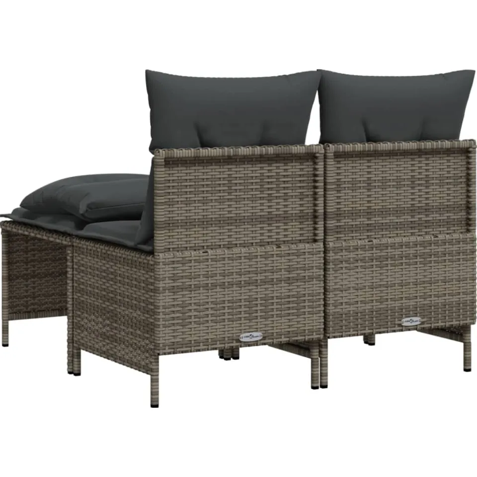 vidaXL 4-delige Loungeset met kussens poly rattan grijs, foto 4