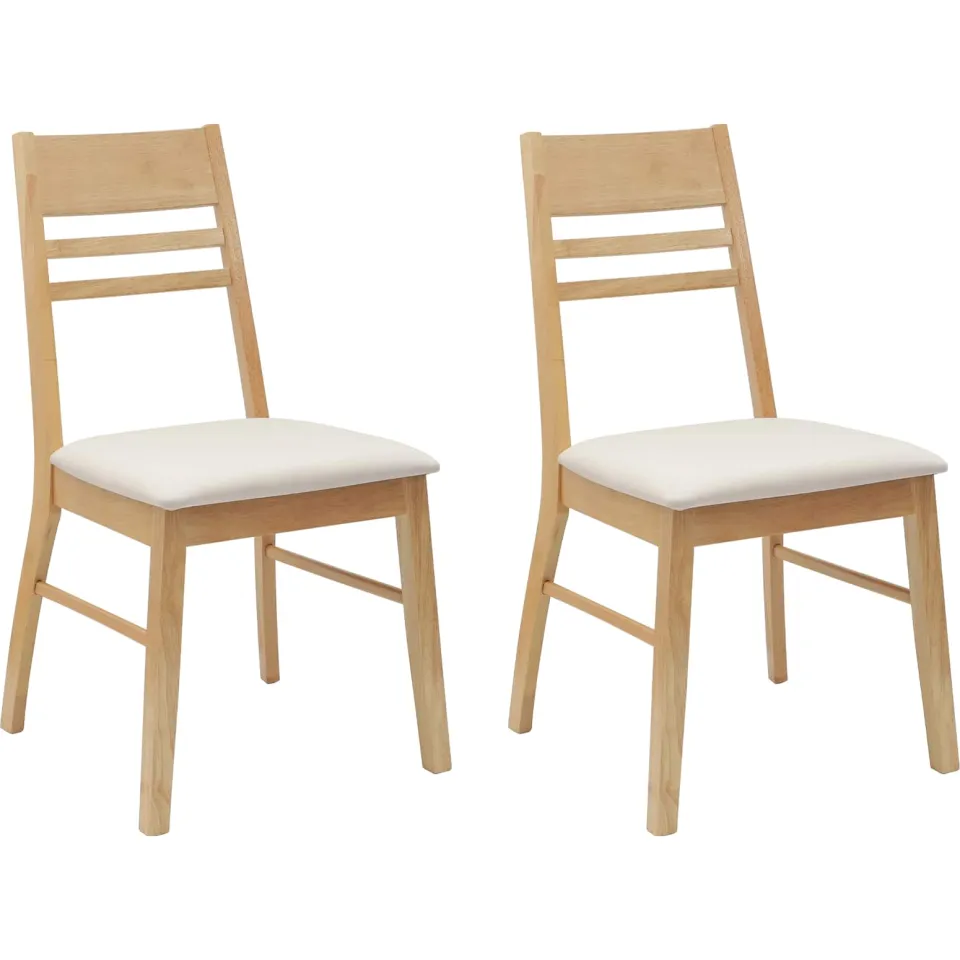 vidaXL Eettafelstoelen 2 st Massief Rubberhout Naturel 43 x 54 x 89 cm Bruin