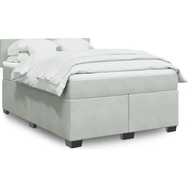 vidaXL Boxspring met matras fluweel lichtgrijs 160x200 cm grijs