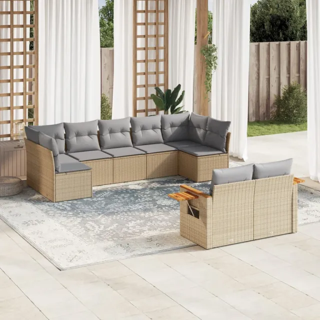 vidaXL Patio Sofa Set 9-zits Beige and Grey, foto 2