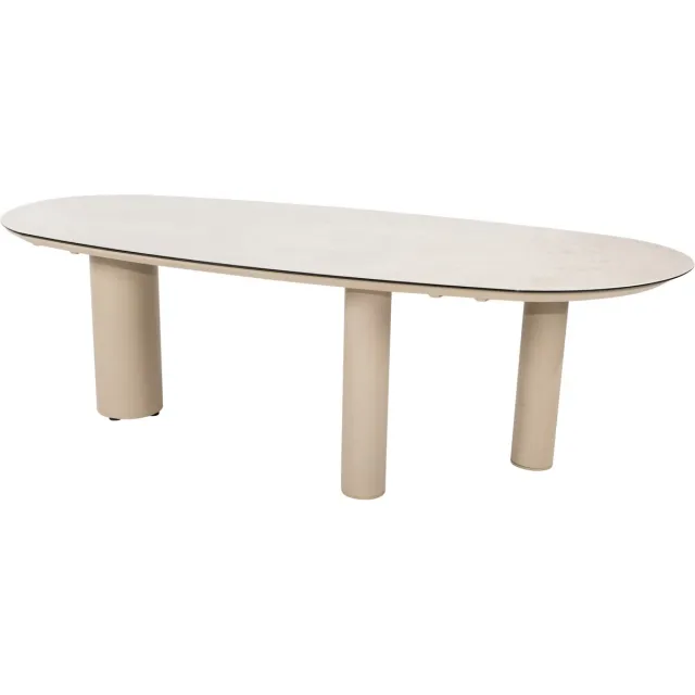 4 Seasons Outdoor Denia dining tuintafel 240x105xH75 cm met 3 poten printed ceramic latte Taste 4SO Zand / Latte / Linen