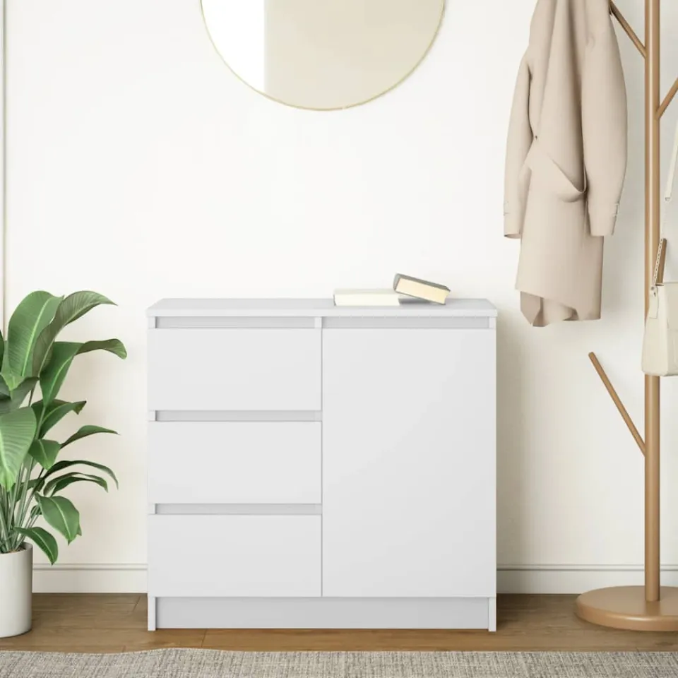 vidaXL Dressoir met lade 71x35x65 cm spaanplaat wit, foto 3