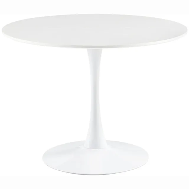 EGGREE Scandinavische moderne ronde eettafel - voor 2-4 personen - diameter 100 cm - Tweedelig bureaublad - wit