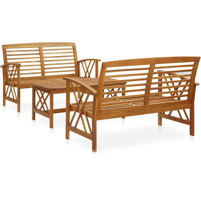 vidaXL 3-delige Loungeset massief acaciahout bruin, foto 2