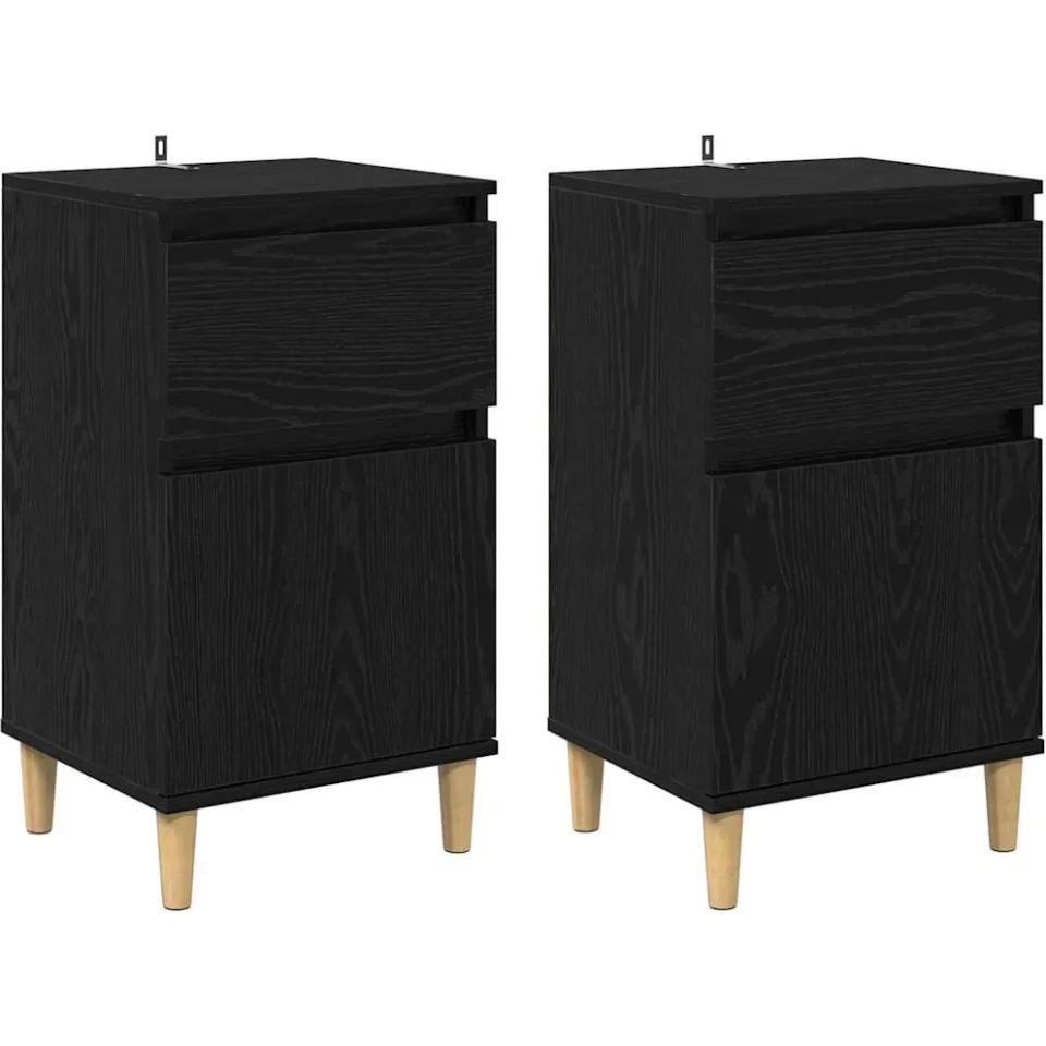 vidaXL Nachtkastje 2 st Zwart Eiken 40 x 35 x 70 cm Bewerkt hout