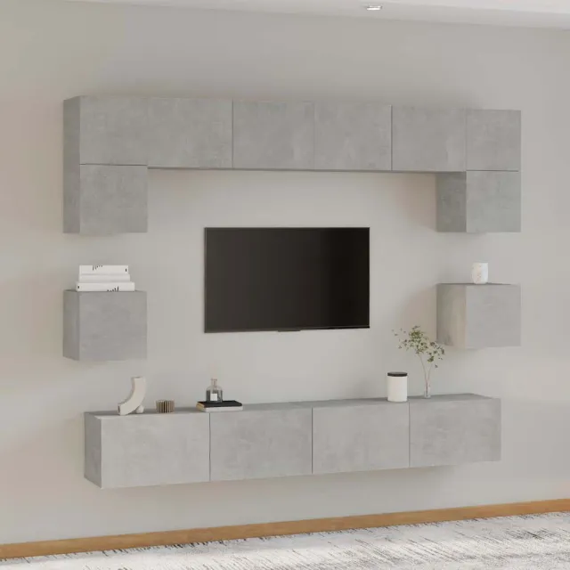 vidaXL 8-delige Tv-meubelset bewerkt hout betongrijs grijs, foto 2