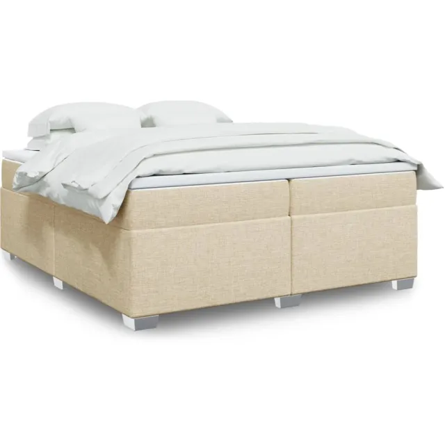 vidaXL Boxspring met matras stof crèmekleurig 200x200 cm