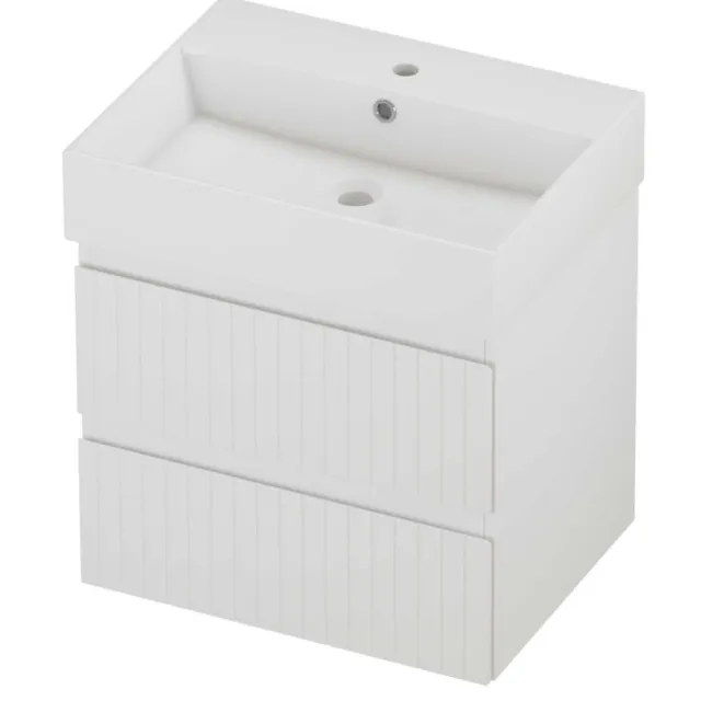 Proline Zara Badmeubelset Porselein Loft 1 Kraangat Gefreesd 60x46x65 cm Glans Wit Mat Wit
