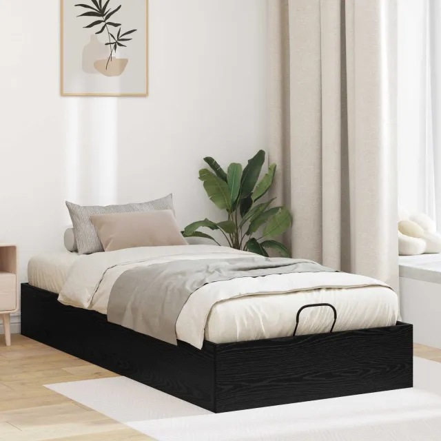 vidaXL Ottoman Bedframe Zwart eiken 80,5 x 200 cm Geconstrueerd hout