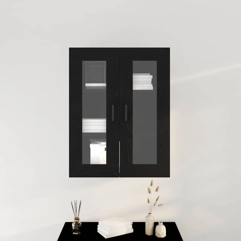 vidaXL Wandkast Zwart Eiken 69,5 x 34 x 90 cm Bewerkt hout, foto 4