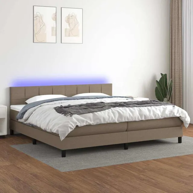 vidaXL Boxspring met matras en LED stof taupe 200x200 cm