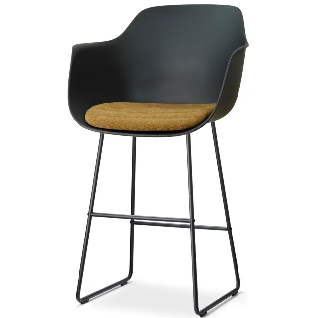 Nolon Nino-Liz barkruk zwart met mosgroen zitkussen - zwart onderstel - 75 cm