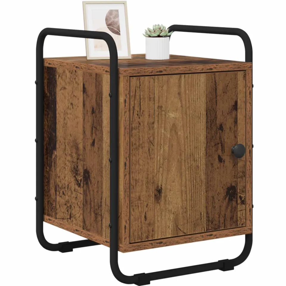 vidaXL Nachtkastje Oud hout 35 x 36.5 x 50 cm Bewerkt hout Bruin