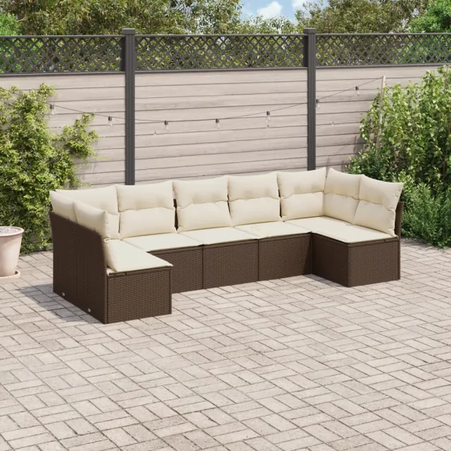 vidaXL 7-delige Loungeset met kussens poly rattan bruin, foto 2