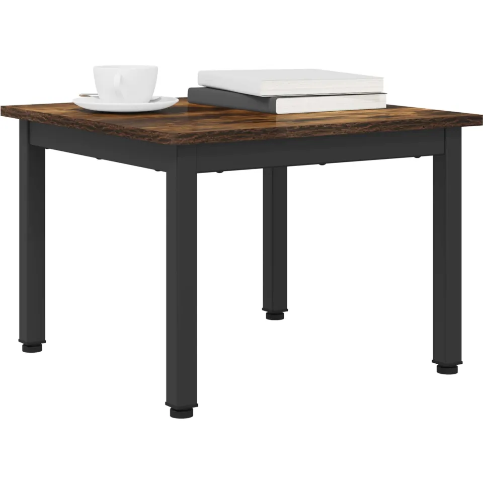 vidaXL Salontafel Rook Eik 50 x 50 x 36 cm Bewerkt hout Grijs
