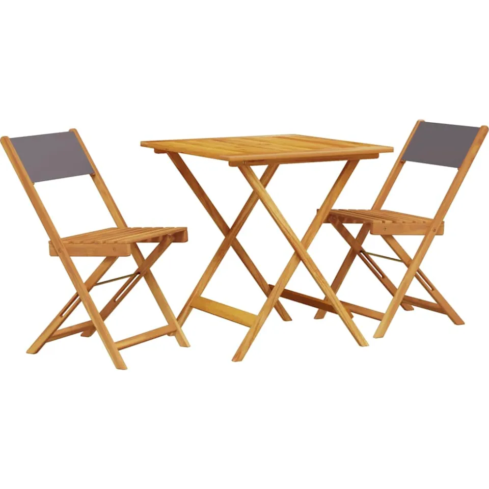 vidaXL 3-delige Bistroset stof en massief hout antracietkleurig Anthraciet