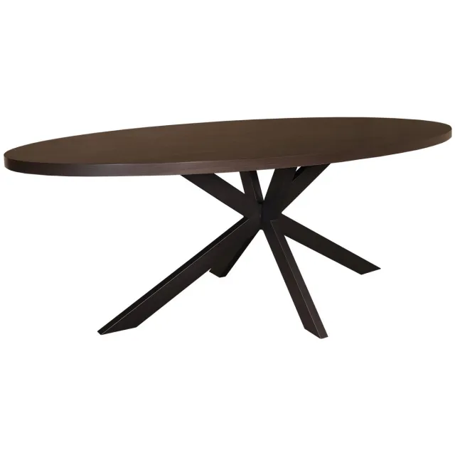 Lizzely Garden & Living Eettafel Tommy ovaal 210cm donker walnoot melamine ovale tafel Eiken zwart