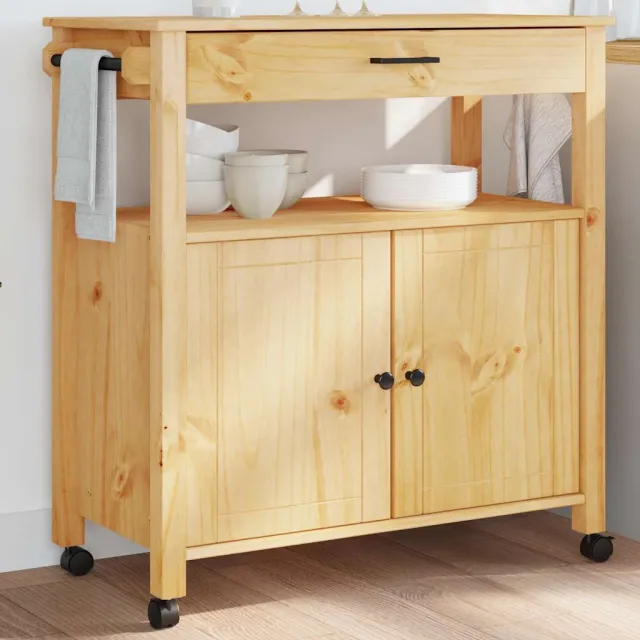 vidaXL Keuken Trolley MONZA Brown 84 x 40 x 90 cm Massief Vurenhout Bruin