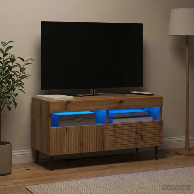 vidaXL LED tv-meubel HAARLEM 81 x 35 x 43 cm Artisanaal eiken Bruin