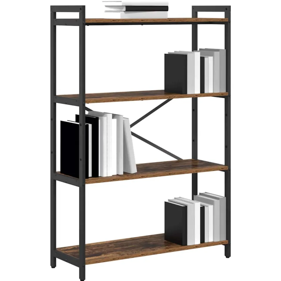 vidaXL Boekenkast 80 x 30 x 120 cm Bewerkt hout Oud hout Bruin
