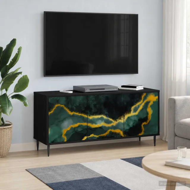 vidaXL Tv-meubel WIJHE 102 x 33 x 51 cm Zwart eiken Bewerkt hout, foto 2